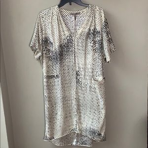 Halston Heritage Cream & Black Silk Tunic Dress L